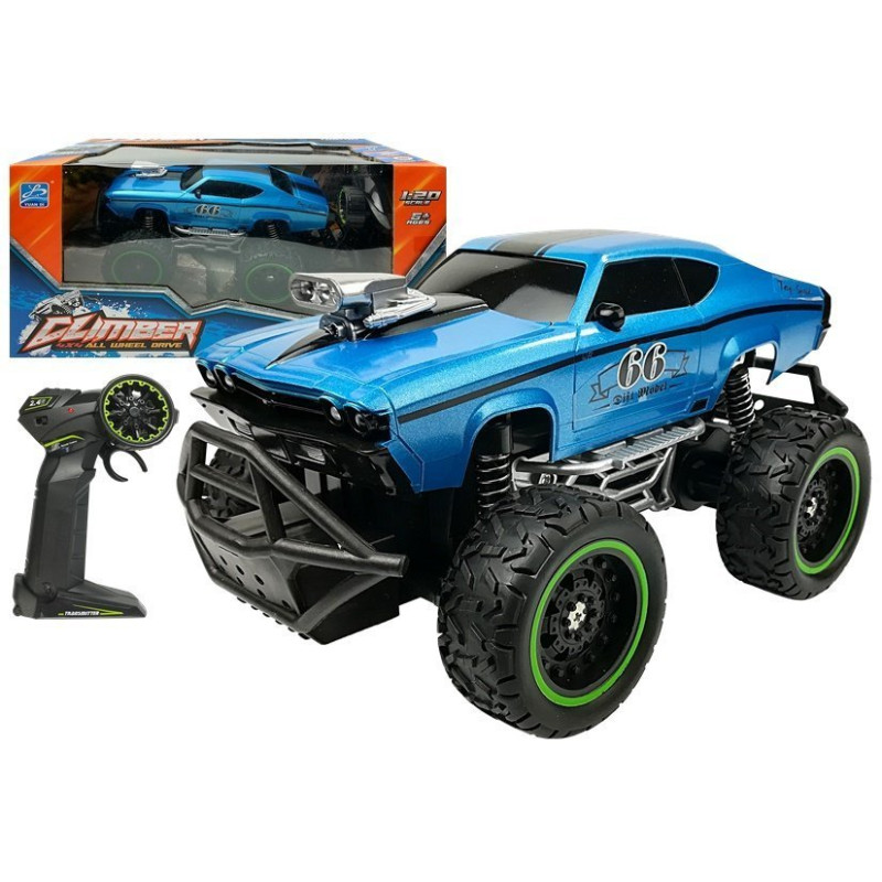 Niebieskie auto zdalnie sterowane R/C 6.5 km/h z wysokimi kołami - EAN: 5904665996607