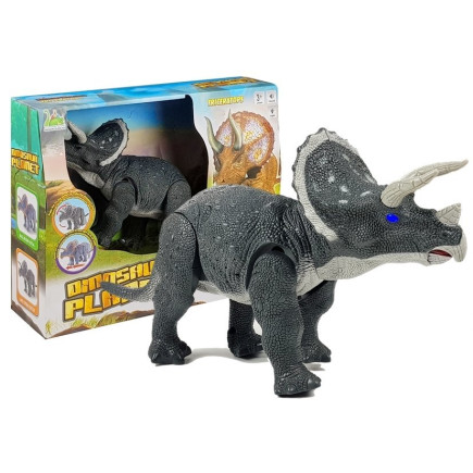 Duży dinozaur na baterie triceratops szary