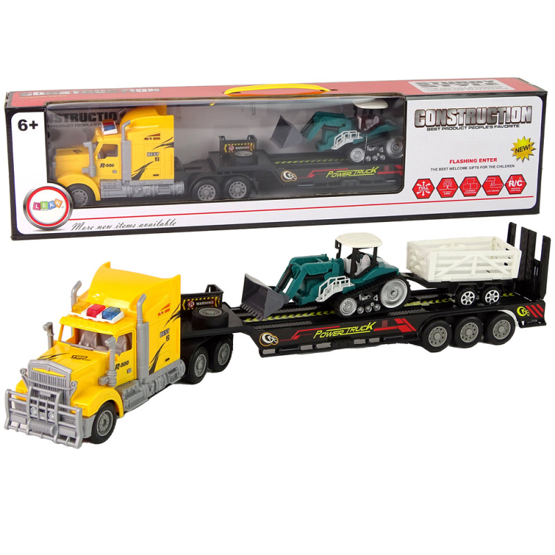 Ciężarówka z lawetą zdalnie sterowana R/C maszyna z przyczepą żółta EAN: 5905515350631