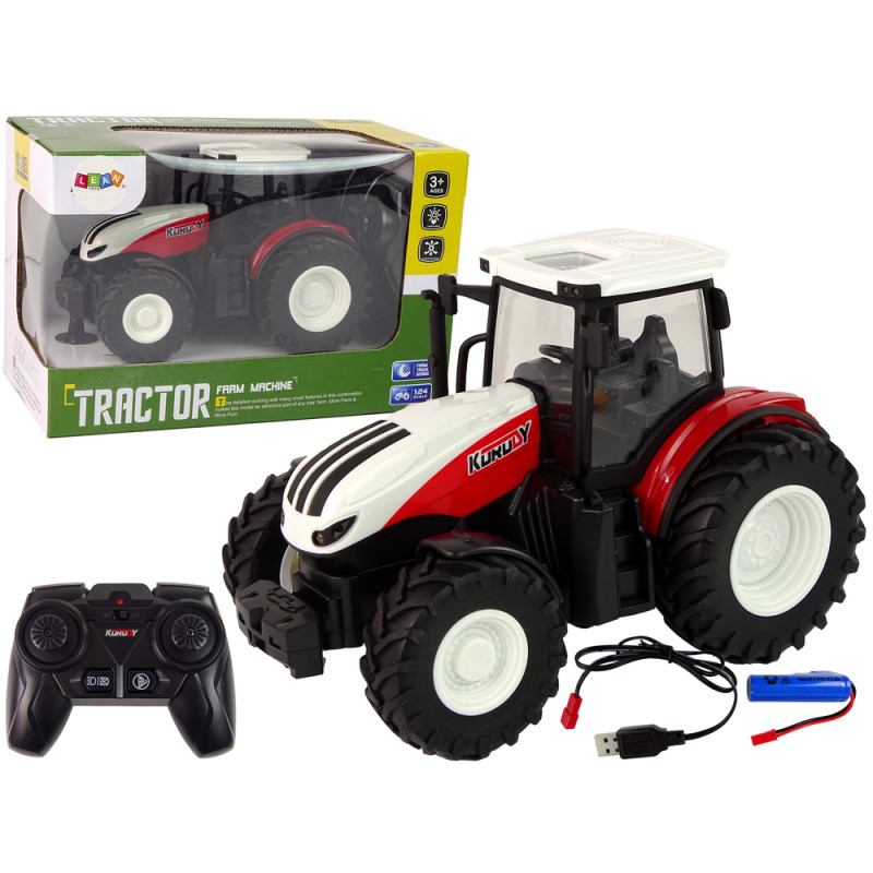 Traktor rolniczy zdalnie sterowany R/C pilot farma biało-czerwony 1:24 EAN: 5905323215436
