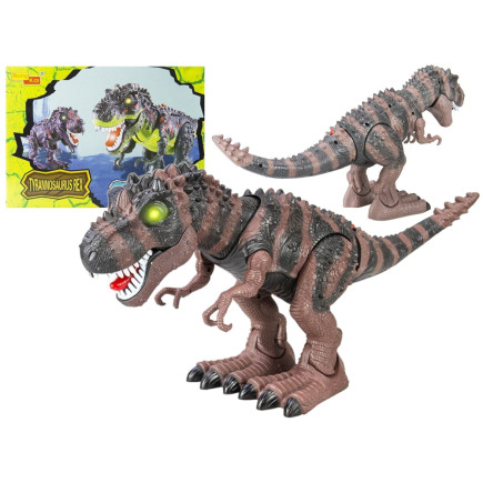 Dinozaur na baterie tyranozaur rex chodzący brązowy