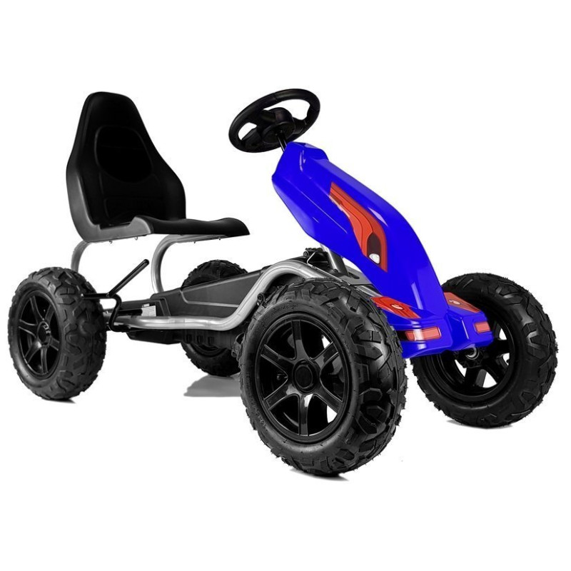 Gokart na pedały B012 z pompowanymi kołami, niebieski - EAN: 5908275996019