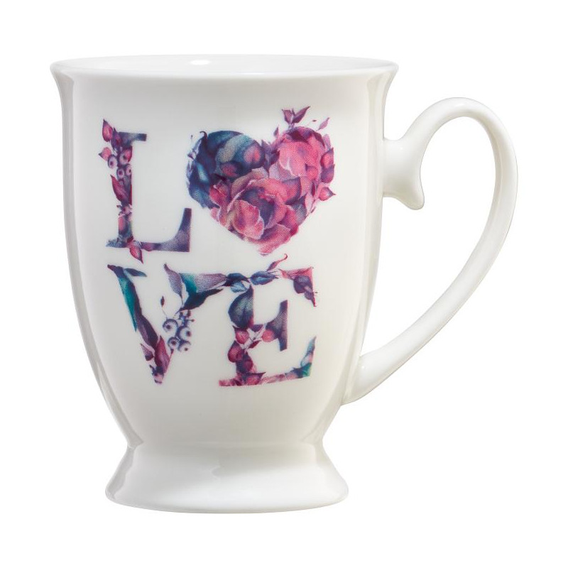 Kubek na stopce Love Letters kwiatowy napis 300 ml AMBITION