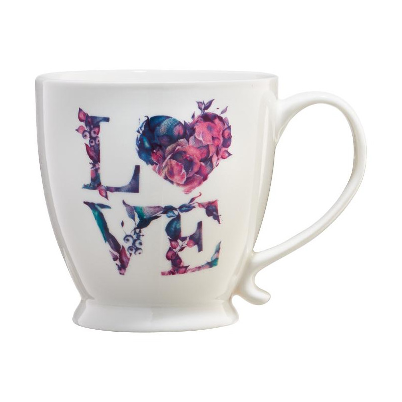 Kubek na stopce Love Letters kwiatowy napis 400 ml AMBITION