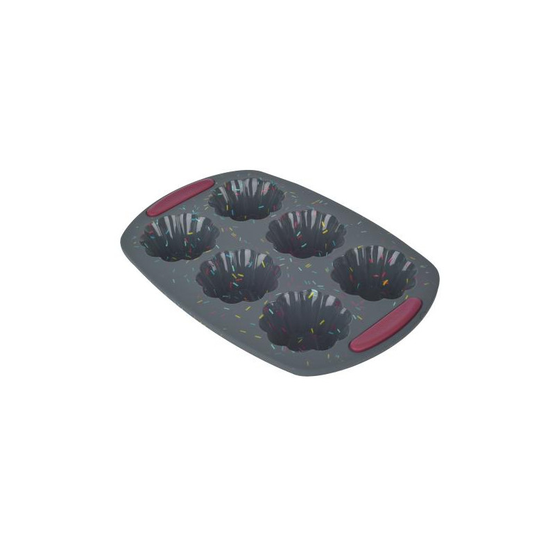 Forma do pieczenia 6 muffinek z usztywnieniem Felice 30 x 20,5 cm czarna AMBITION
