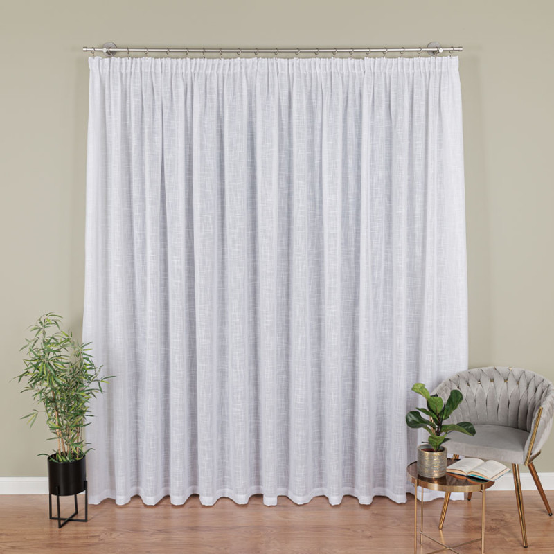 Firana gotowa na taśmie 400x250 cm, kolor biały 001 - EAN: 5906450003460