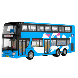 Autobus piętrowy wycieczkowy metalowy niebieski z światłami - EAN: 5905991026303