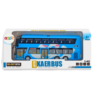 Autobus piętrowy wycieczkowy 1:42 metalowy światła niebieski