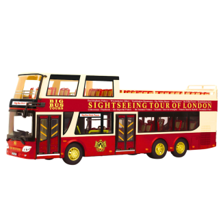 Autobus piętrowy wycieczkowy 1:42 metalowy światła czerwony