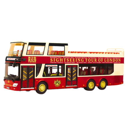 Autobus piętrowy wycieczkowy 1:42 metalowy światła czerwony