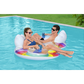 Dmuchane koło do pływania podwójne 186 x 116 cm tęczowe bestway 43648