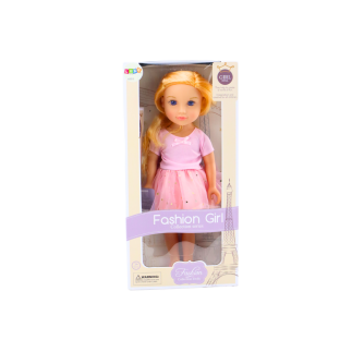Lalka w sukience z tiulem różowa blond włosy 18'