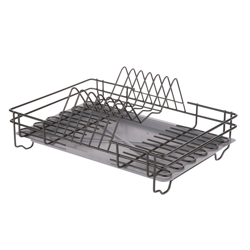 Suszarka do naczyń 1-poziomowa 35cm czarna z tacką EAN: 5906551041866