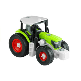 Rozkręcany traktor z przyczepą z drewnem 43 cm
