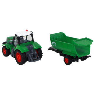 Zdalnie sterowany ciągnik traktor r/c z przyczepą 1:24 światła zielony