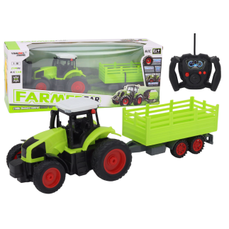Traktor zdalnie sterowany rc z przyczepą 1:16 zielony