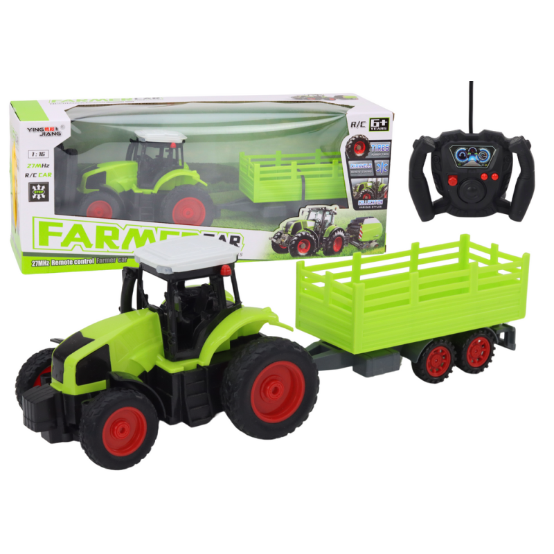 Traktor zdalnie sterowany RC z przyczepą zielony EAN: 5905679077085