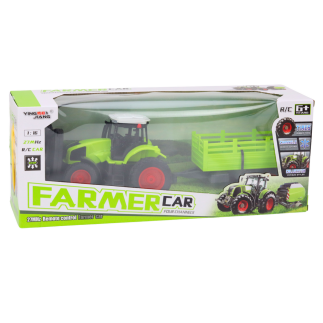Traktor zdalnie sterowany rc z przyczepą 1:16 zielony