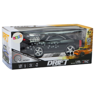 Autko zdalnie sterowane 1:18 drift 360 światła dźwięki czarny