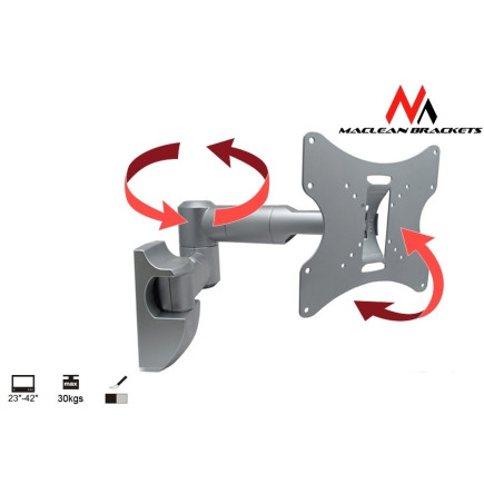 Uchwyt ścienny do monitora maclean mc-503s (obrotowy, ścienne, uchylny  23" - 42"  max. 30kg)