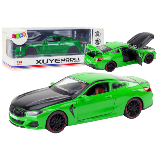 Auto sportowe metalowe napęd frykcyjny otwierane elementy 1:24 zielone