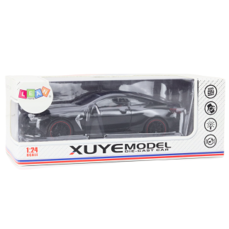 Auto sportowe metalowe napęd frykcyjny otwierane elementy 1:24 czarne