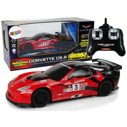 Auto sportowe r/c 1:24 corvette c6.r czerwone 2.4 g światła