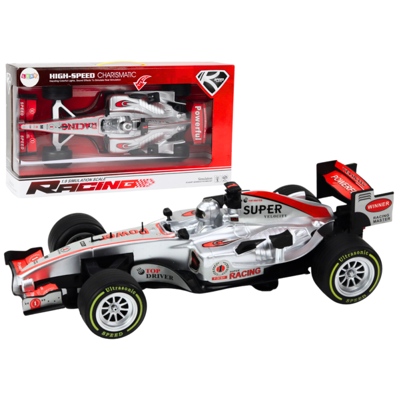 Wyścigówka samochód sportowy 1:9 srebrna z dźwiękami - EAN: 5905991017349