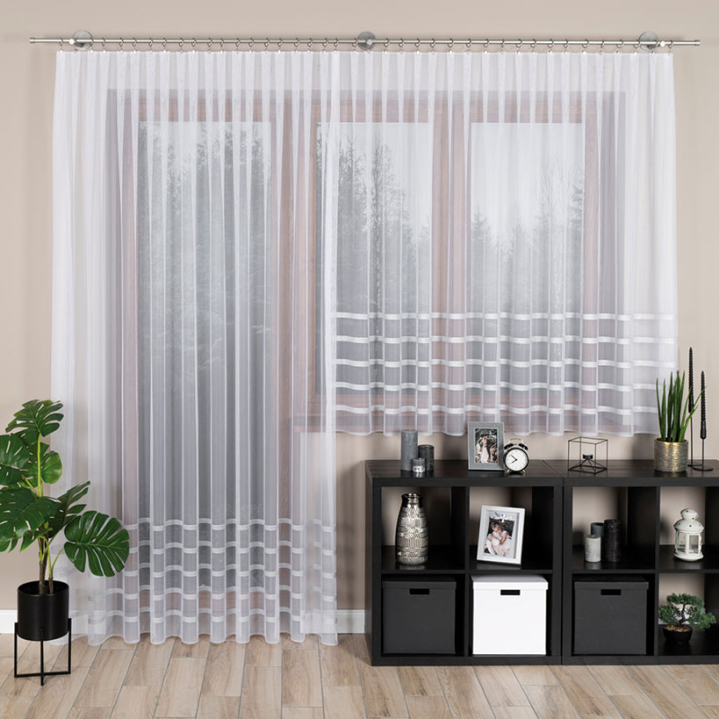 Halina firanka żakardowa 300x250cm biała ze srebrnym lurexem, EAN: 5907693260719