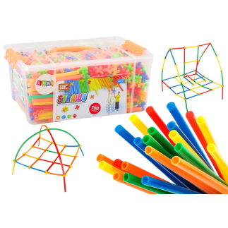 Zestaw słomek do konstrukcji 3d w pudełku kolorowe 800 el