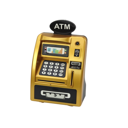 Bankomat skarbonka dla dzieci - nauka oszczędzania, złoto-czarny, EAN: 5905991006237