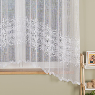 Esteralda firanka żakardowa odpasowana ze wzorem pasowym, szerokość 310cm x wysokość 180cm, kolor 001 biały