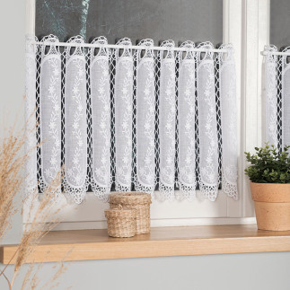 Zazdrostka haftowana panelowa na batyście, wysokość 45cm, kolor 001 biały