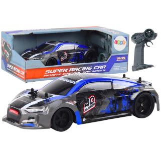 Autko zdalnie sterowane rc 1:18 gumowe koła drift niebieski
