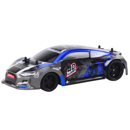 Autko zdalnie sterowane rc 1:18 gumowe koła drift niebieski