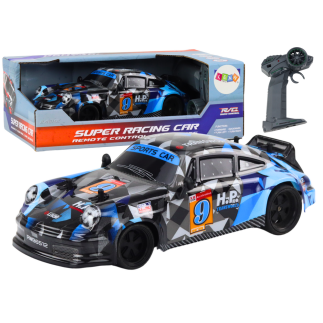Autko zdalnie sterowane rc 1:18 gumowe koła drift niebieski