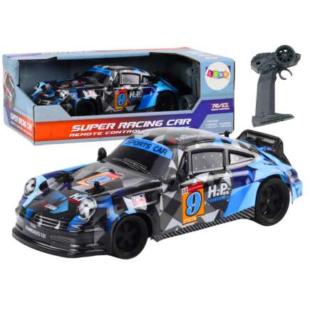 Autko zdalnie sterowane rc 1:18 gumowe koła drift niebieski