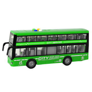 Autobus piętrowy na baterie z dźwiękiem i światłem, napęd frykcyjny, zielony - EAN: 5905884456194