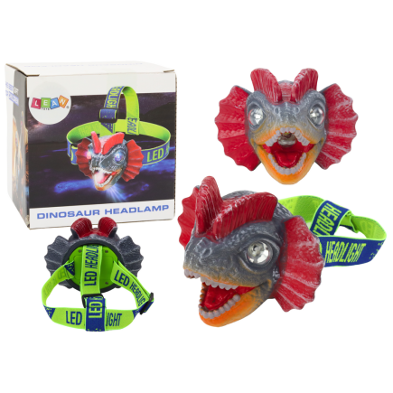 Latarka czołówka dinozaur regulowana opaska 3 diody led