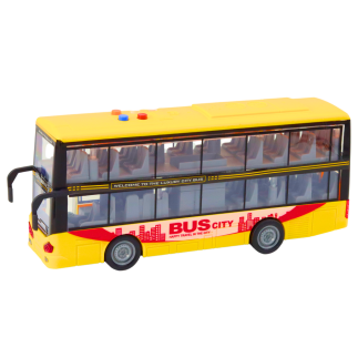 Autobus piętrowy z dźwiękiem i światłem, napęd frykcyjny, żółty - EAN: 5905991022756