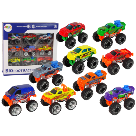 Zestaw pojazdów auta monster truck różne kolory 9 szt.