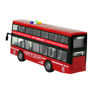 Autobus Piętrowy Na Baterie Światła Dźwięki Napęd Frykcyjny Czerwony 1:16