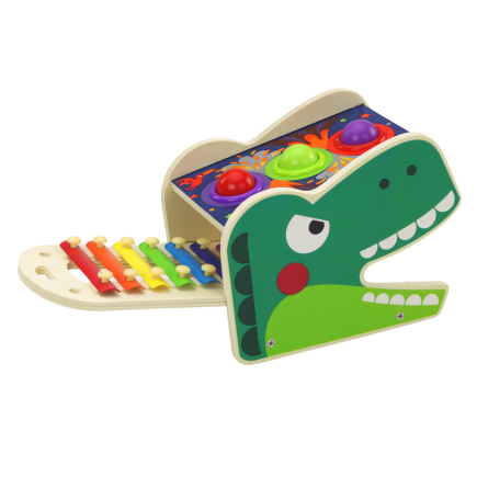 Dinozaur wbijak cymbałki drewniany czerwony EAN: 5904665992227