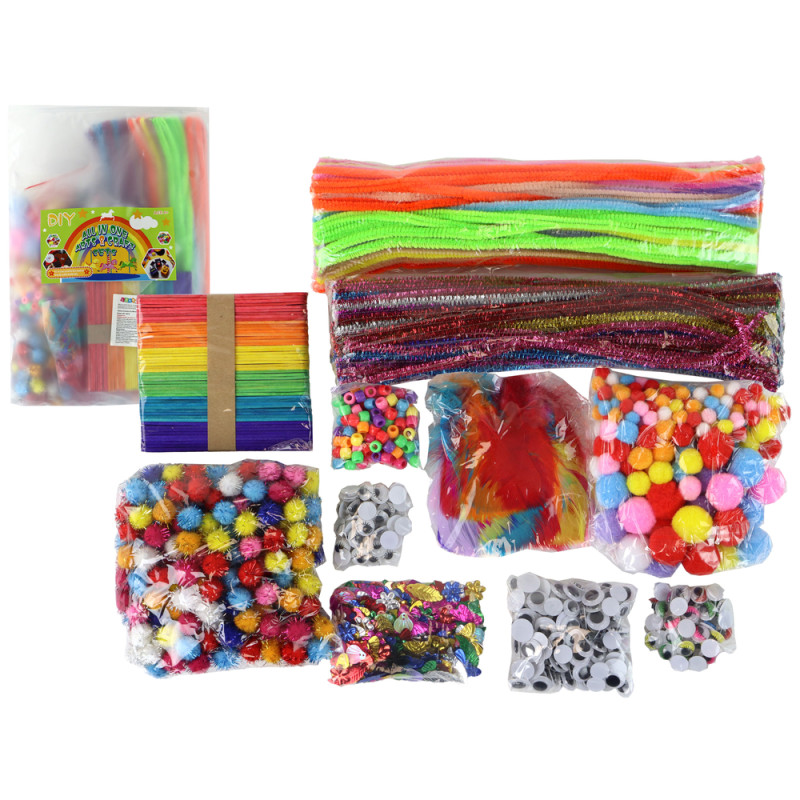 Zestaw artystyczny kreatywny plastyczny w torebce DIY +1200 el, EAN: 5905515353830