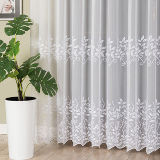 Firanka haftowana na woalu, wysokość 280cm, kolor 001 biały