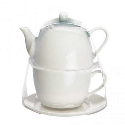 Zestaw do herbaty porcelanowy Tea for One Regular kremowy