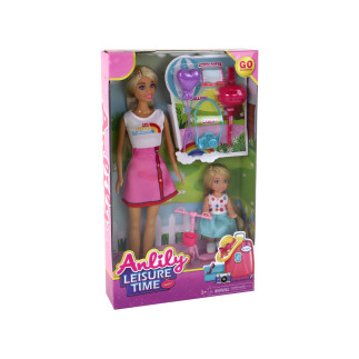 Lalki dla dzieci anlily mama i córka blond włosy hulajnoga 8 el.