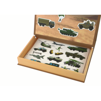 Zestaw edukacyjnych puzzli magnetycznych z motywem wojny lądowej