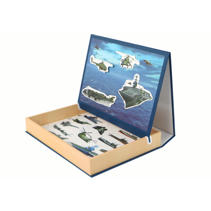 Zestaw edukacyjnych puzzli magnetycznych z motywem statków militarnych