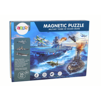 Zestaw edukacyjnych puzzli magnetycznych z motywem statków militarnych